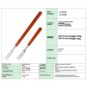 Tenedor de cocina para barbacoa con mango de madera, tenedor de carne de acero inoxidable para barbacoa, parrilla, carne, bistec, uso doméstico - Product Image 6