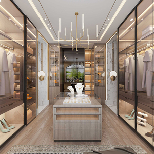 Armadio Guardaroba con Ante in Vetro in Stile Lussuoso per Appartamenti Urbani, Cabina Armadio Moderna in Legno Personalizzata dalla Fabbrica di Foshan - Product Image 4