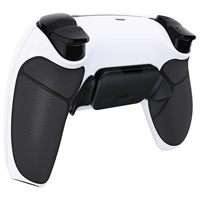 Coque arrière caoutchoutée blanc noir + poignée noire + carte de mise à niveau + 2 boutons arrière eXtremeRate RISE V3 Remap Kit pour manette PS5