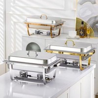Anpassbare Größen Weiß-Gold Chafing Dish Buffet-Set für Hotel- und Restaurantnutzung