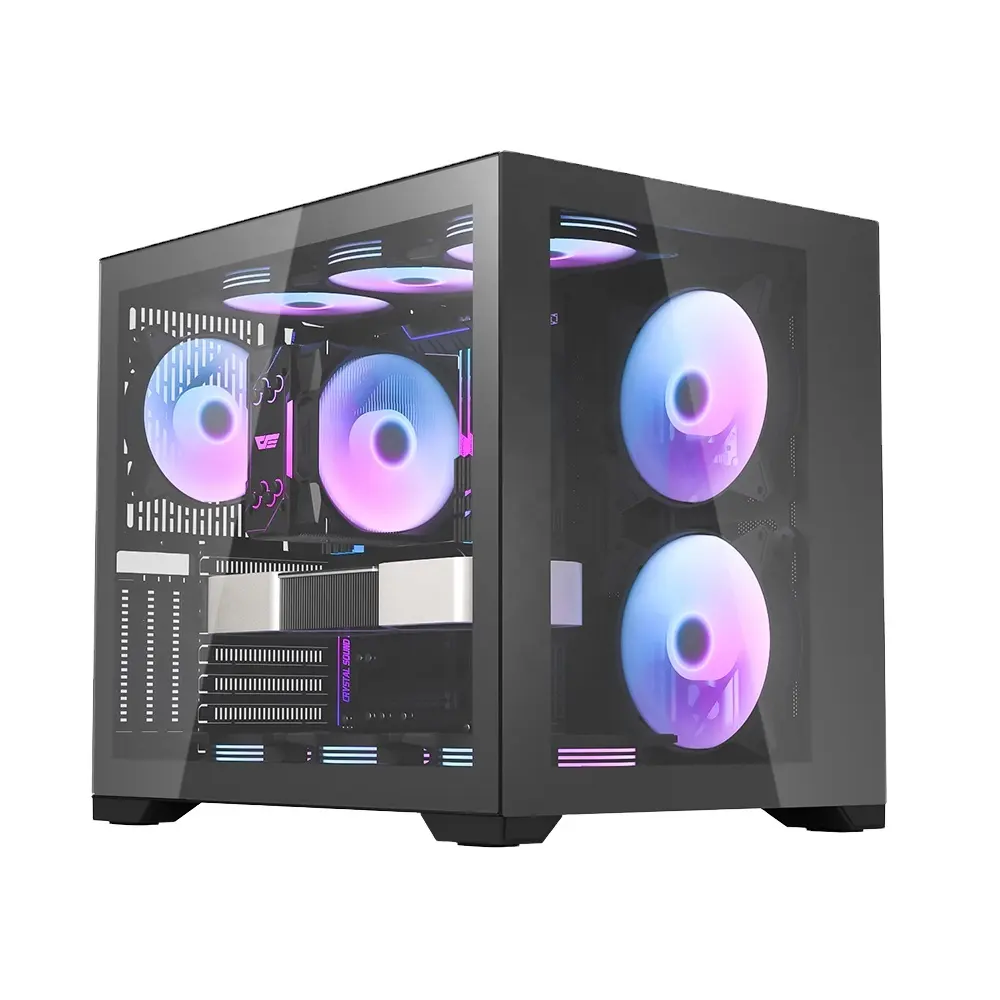 darkFlash C305 Luxury Small size Cabinet computer case ATX case computer square pc gaming Full Tempered Glass on desk