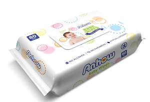 <span class=keywords><strong>Toalla</strong></span> húmeda para bebé amigable con la piel con fragancia, 40GSM no tejido 15*20cm 80 toallitas faciales de succión Anhow para bebé - Product Image 6