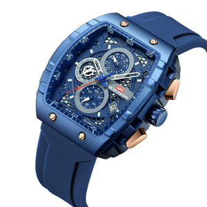 Mens Tonneau Shape Quartz Wristwatch Triple Subdial Stopwatch Function Curved Case Sport Timepiece - Product Image 6