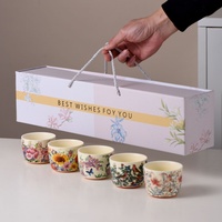 Boîte cadeau créative et exquise Lelyi avec tasse à café en céramique florale, haute valeur esthétique, tasse à café de luxe légère, souvenir