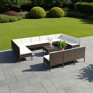 Set Lounge da Giardino Modulare in Rattan PE Marrone, Arredamento da Esterno per 10 Persone, Design Contemporaneo - Product Image 2