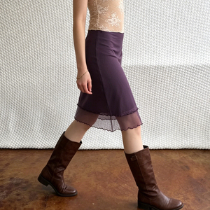 Falda Midi Ajustada de Malla de Color Sólido para Mujer, Elegante y Sexy, de Tul Transparente, Corte Entallado - Product Image 3