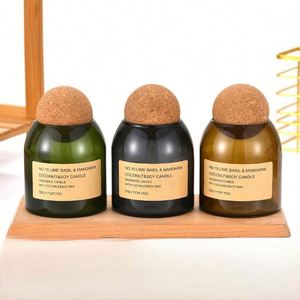 Porte-bougies en verre ambré résistant à la chaleur de 8 oz, 10 oz, 12 oz avec couvercles en liège, lanternes pour la fabrication de bougies en cire de soja pour la Saint-Valentin - Product Image 1
