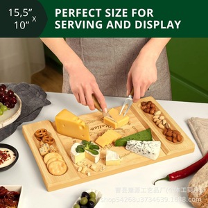 Ensemble de planches à fromage en bois de bambou avec tiroir, plateau de service pour fromage, pizza et pain, lavage à la main uniquement - Product Image 3