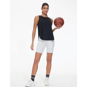 Camiseta sin mangas FOXA para mujer, estilo racerback, corte holgado, con aberturas laterales, para yoga y entrenamiento, con dobladillo curvo y diseño asimétrico - Product Image 6