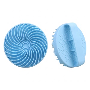 Brosse de massage corporelle ronde en silicone portable, à poils doux, exfoliante en profondeur, pour la douche, adaptée aux peaux sensibles, brosse de voyage - Product Image 1