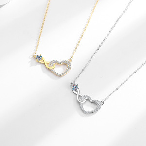 2026 nuova collana d'oro argento infinito amore con zircone in rame classico Infinity Love Knot collana cuore per ragazza - Product Image 3