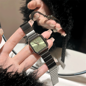 Phổ biến sang trọng của phụ nữ thạch anh xem thể thao không thấm nước thiết kế màu đen thép không gỉ tre nút phong cách kính quay số cửa sổ hợp kim trường hợp - Product Image 3