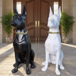 Estatua de Perro Dóberman de Tamaño Real, Decoración Creativa de Resina para Jardín, Adornos, Esculturas de Perros, Navidad, Halloween - Product Image 1