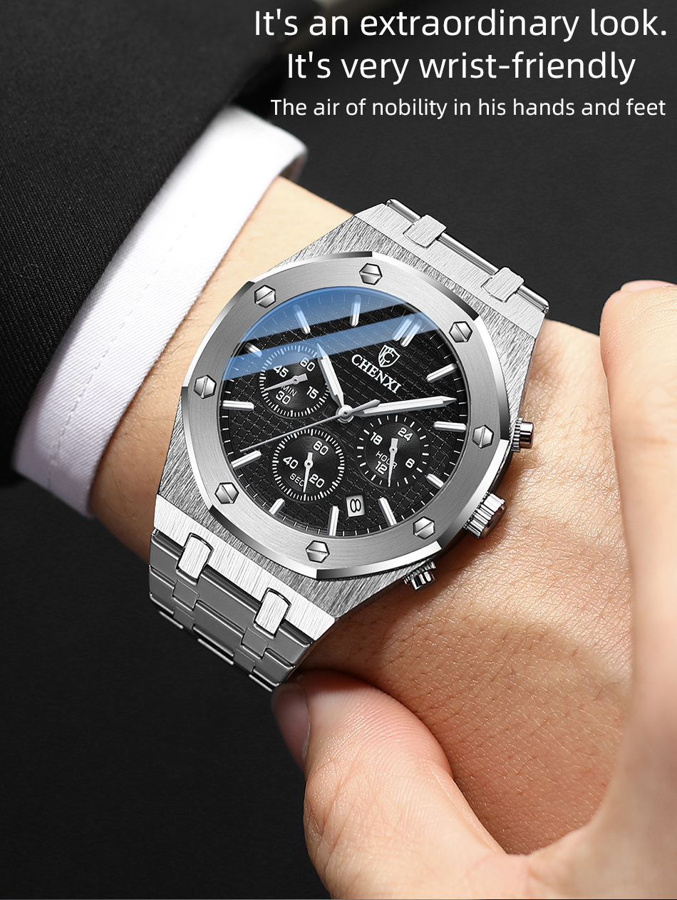 CHENXI Fashion Business Men Gift Watch Top Luxury Brand Quartz Watch Men Stainless Steel Waterproof Wristwatch Relogio