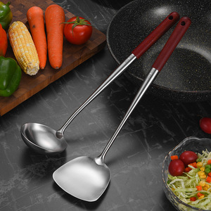 Juego de espátulas para wok de acero inoxidable, utensilio de cocina con mango extra largo de 2 piezas para freír y revolver - Product Image 2