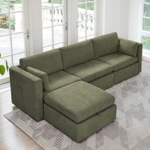 Canapé modulaire surdimensionné en forme de L, canapé réversible avec chaise longue pour salon, canapé modulaire 4 places avec ottoman de rangement - Product Image 4