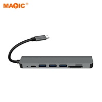 Concentrateur USB 7 en 1, adaptateur Type C 4K 30Hz, répartiteur 1 PD, station d'accueil pour ordinateur portable PC