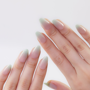 AIERFEI vente chaude <span class=keywords><strong>vert</strong></span> Ombre presse sur les ongles courts en forme d'amande ongles conseils couleur nue faux ongles - Product Image 2