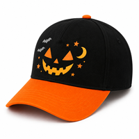 Topi Bisbol Halloween Kustom Bordir Labu Hitam Oranye untuk Wanita Pria Topi Trucker Snapback Hadiah Liburan