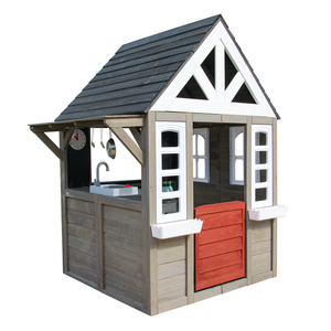 Maison de jeu en cèdre moderne pour enfants de 2 à 10 ans, style campagnard, pour jeux de maison de poupée, en bois, adaptée à l'âge - Product Image 1