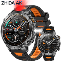Montre connectée AK106 1,7 pouces, appels sans fil, lampe torche 1400 mAh, SOS, surveillance de la fréquence cardiaque, suivi du sommeil, suivi des pas, étanche IP68