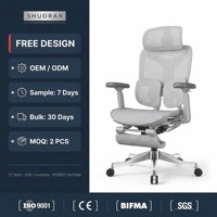 Kursi Mesh Ergonomis dengan Sandaran Kaki, Penyangga Pinggang Dinamis Wing-Flap, Sandaran Tangan 5D, Alas Aluminium, Kursi Komputer Eksekutif