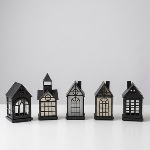 Última Colección Navideña 2026: Faroles Metálicos Negros con Forma de Casa en Diferentes Estilos para Decoración del Hogar - Product Image 4