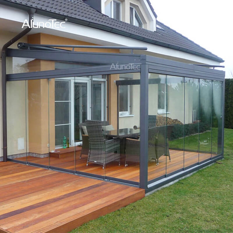 Alphalunotec — portes d'extérieur en aluminium, de Patio, de balcon, sans cadre, intérieur coulissant, en verre