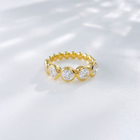 Anelli di fidanzamento da donna in oro giallo 18 carati con diamanti da laboratorio, stile semplice, vintage, a bolle, di alta qualità