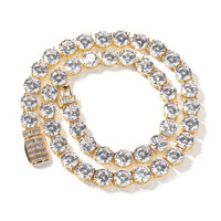 Chaîne Tennis 10 mm en Zircon Cubique 5A, Collier Bling Hip Hop à Rangée Unique Grande Taille pour Femmes et Hommes