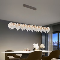 Lustre en acier inoxydable en forme de feuille de verre de luxe, luminaire suspendu moderne en or avec LED à intensité variable, garantie de 2 ans