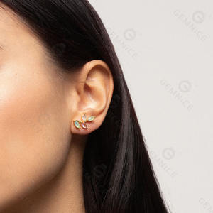 Gemnel Dernière mode Nouvelle arrivée Bon <span class=keywords><strong>prix</strong></span> Boucle d'oreille en argent sterling 925 Bulk Leaf Climbing Stud - Product Image 4