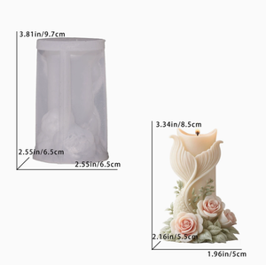 Nuevo Molde de Silicona Cilíndrico para Velas con Diseño Floral Romántico, Molde de Silicona Decorativo para Velas de Yeso con <span class=keywords><strong>Cola</strong></span> de Flor DIY - Product Image 4