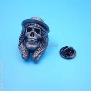 Broche de Metal con Diseño de Calavera 3D Personalizado, Aleación de Zinc, Negro, Unisex, para Fiestas - Product Image 2
