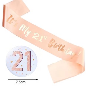 HLC Set de Pin de Lata y Banda de Satén para Cumpleaños, Recuerdos para Fiesta de Cumpleaños, Decoraciones para el Día de Cumpleaños - Product Image 6