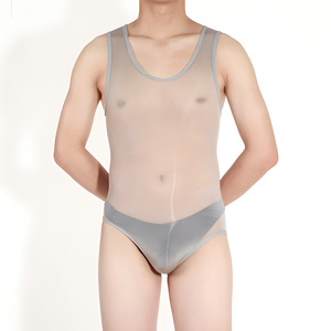 Men's Ultra Thin Nylon Transparent Bodysuit 8D Solid Color Stage Dance Performance Wear With Buttock Lift Feature - Product Image 4