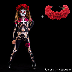 Disfraz <span class=keywords><strong>de</strong></span> fantasma escalofriante para mujer adulta, mono Sexy <span class=keywords><strong>de</strong></span> esqueleto <span class=keywords><strong>de</strong></span> rosa para Halloween, mono del diablo para niña pequeña, fiesta <span class=keywords><strong>de</strong></span> <span class=keywords><strong>carnaval</strong></span>, Día <span class=keywords><strong>de</strong></span> los muertos - Product Image 2