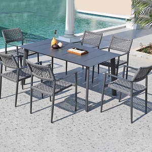 Muebles de exterior modernos Juego de comedor moderno Mesas y <span class=keywords><strong>sillas</strong></span> de exterior de aluminio para <span class=keywords><strong>terraza</strong></span> de negocios - Product Image 2