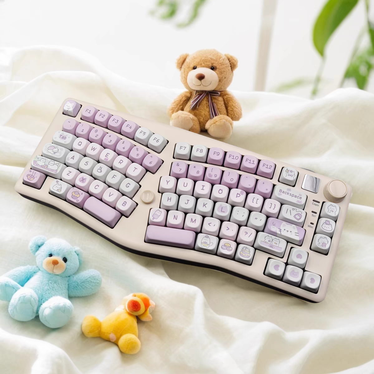 คีย์บอร์ด White-A75 + คีย์แคป M-OA Afternoon Tea