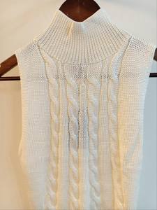 Luxurious Breathable Emerald White Computer Knit <b>Silk</b> <b>Sleeveless</b> O-Neck Casual <b>Top</b> - Product Image 5