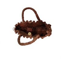 Sac à bandoulière en rotin tissé vintage marron pour femmes ANA Madagascar, portable, capacité de 1 à 1,9 L, pour les voyages et l'usage quotidien
