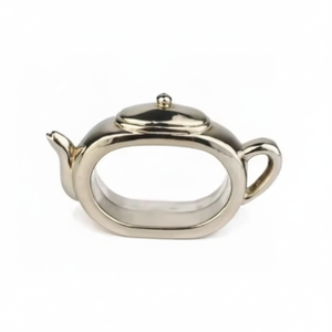 Accesorios de mesa con acabado dorado, servilleteros, servilletero con forma de tetera dorada, servilletero de boda, servilleteros en precio al por mayor - Product Image 1