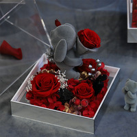 Tc Fluwelen Roos Teddybeer Ornament Voor Beste Huisdecoratie Geconserveerde Rozen Acryl Box Valentines Dag Cadeau