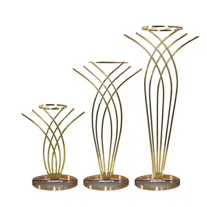 Mascot New Design High Quality Gold Metal Flower Vase Tall Table Centerpiece Stand for Wedding Decorations Supplier