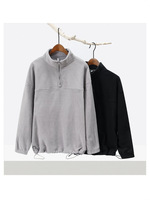 Veste d'hiver en polaire pour homme, col montant, demi-zip, avec motif uni brodé