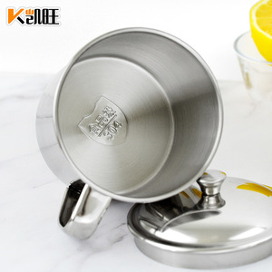 Vaso de acero inoxidable Kaiwang 304 con tapa para niños y adultos, redondo, de color sólido, para la vuelta al cole. - Product Image 1