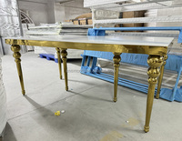 LISSE Nouveau design Table en acier inoxydable doré Table de banquet de mariage en MDF blanc pour les mariés