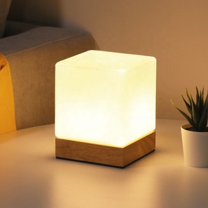 <strong>Table</strong> <strong>Lamp</strong> Accent <strong>Lamp</strong> Wooden <strong>Base</strong> with Glass Shade (Natural) for Bedroom Night Light - Product Image 2