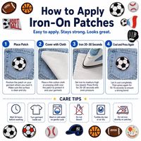 Patchs brodés thermocollants et à coudre pour ballons de sport (football, basketball, baseball), casques, gants et battes
