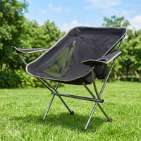 Chaise de camping pliable à prix abordable, design moderne, pour pique-nique en extérieur, chaise demi-lune avec porte-gobelet